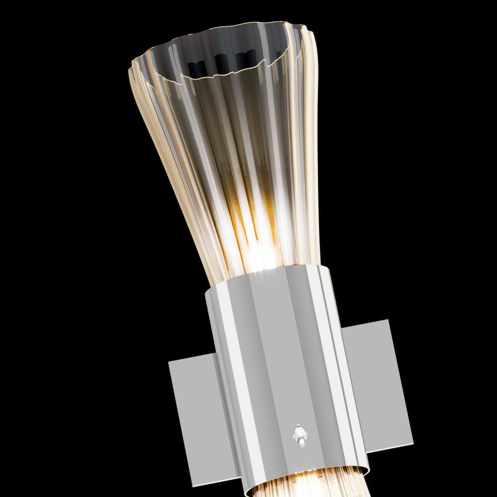 Designer Contemporary Chrome Murano Glass Wall Light, Bedroom Wall Sconce, detail 2