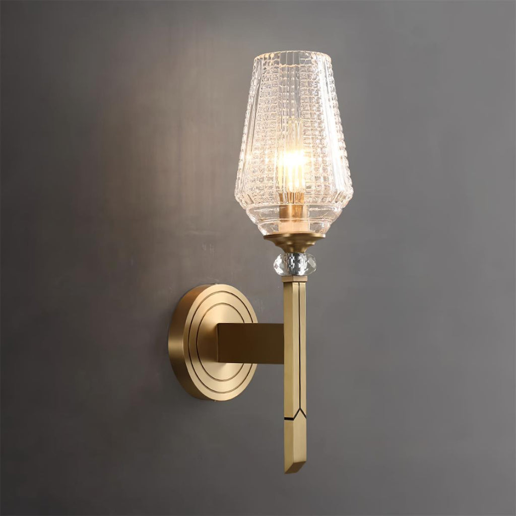 Devora Brass Wall Light, Hardwired Wall Sconce, Metal, W 12cm x H 40cm
