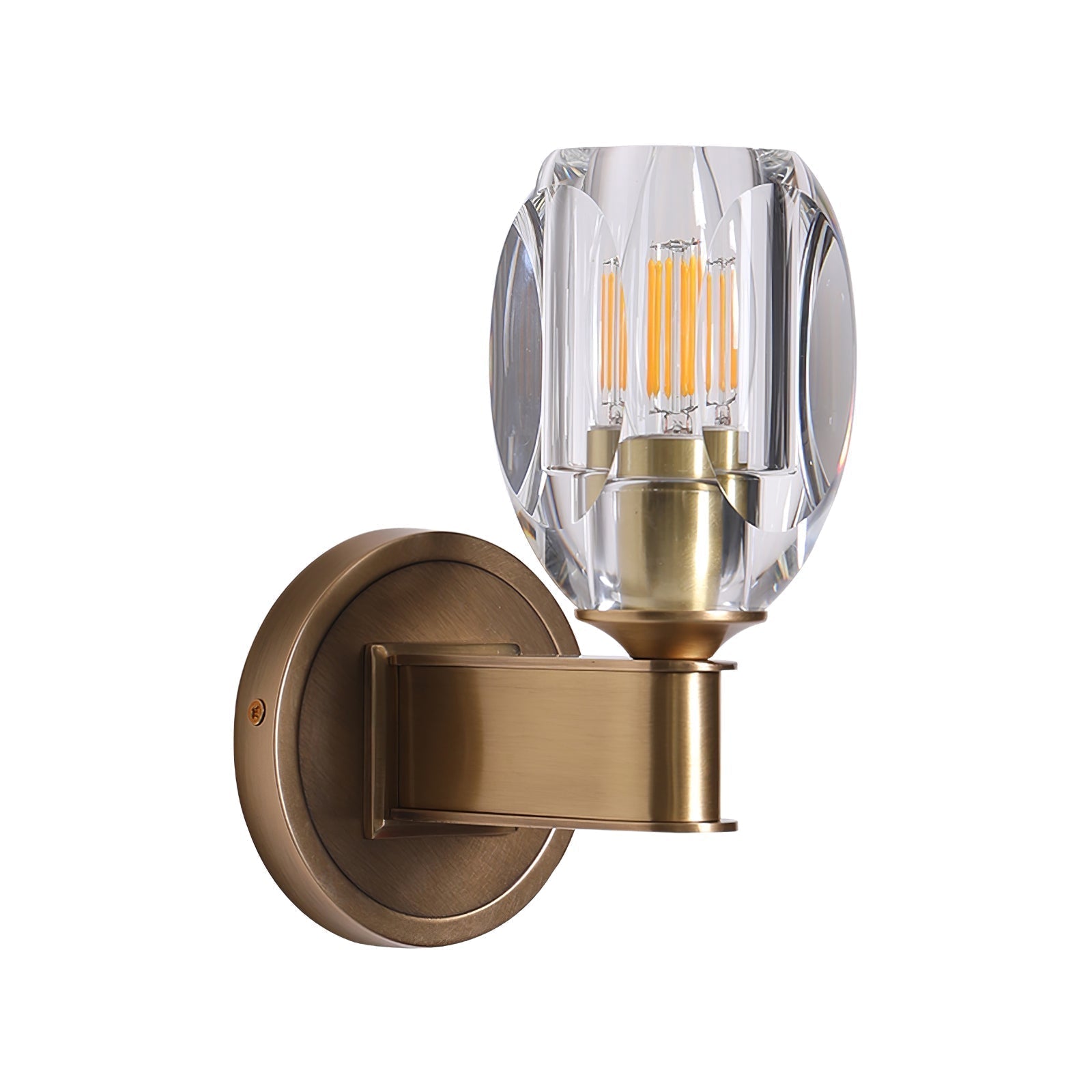 Diamond Crystal Wall Light, Bedroom Wall Sconce, Brass, Dia 12cm x H 23cm