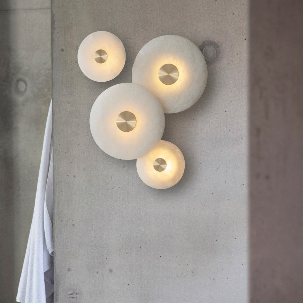 Disc Shaped Alabaster Wall Light, Hardwired Wall Sconce, detail 2