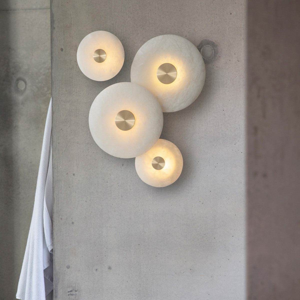 Disc Shaped Alabaster Wall Light, Hardwired Wall Sconce, detail 2