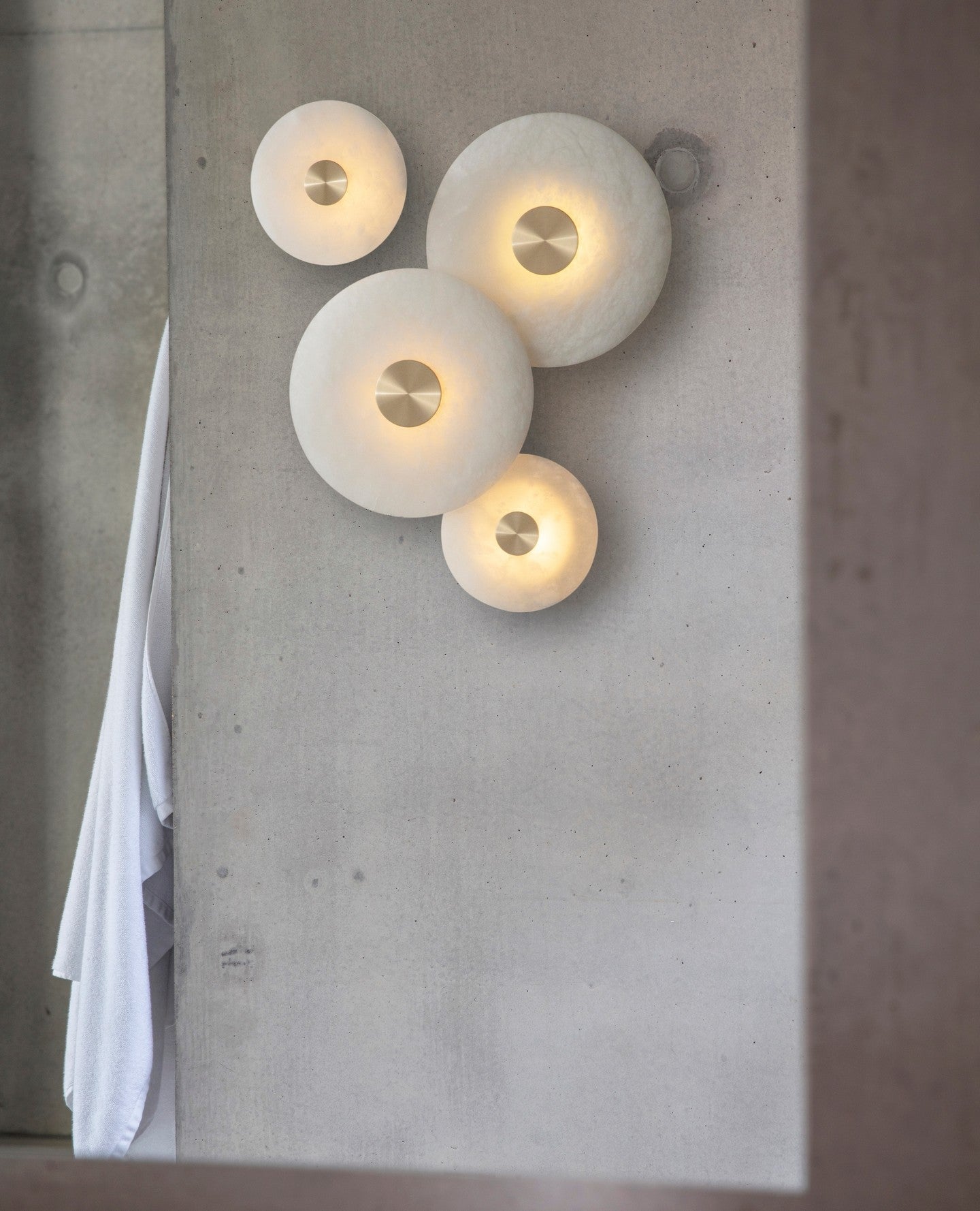 Disc Shaped Alabaster Wall Light, Hardwired Wall Sconce, detail 18