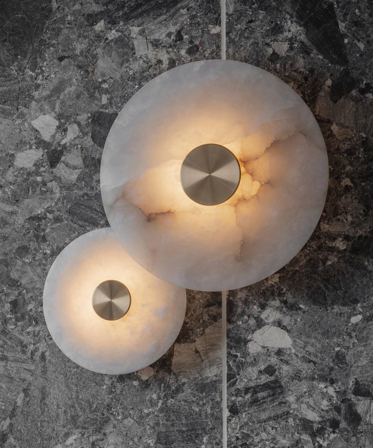 Disc Shaped Alabaster Wall Light, Hardwired Wall Sconce, detail 19