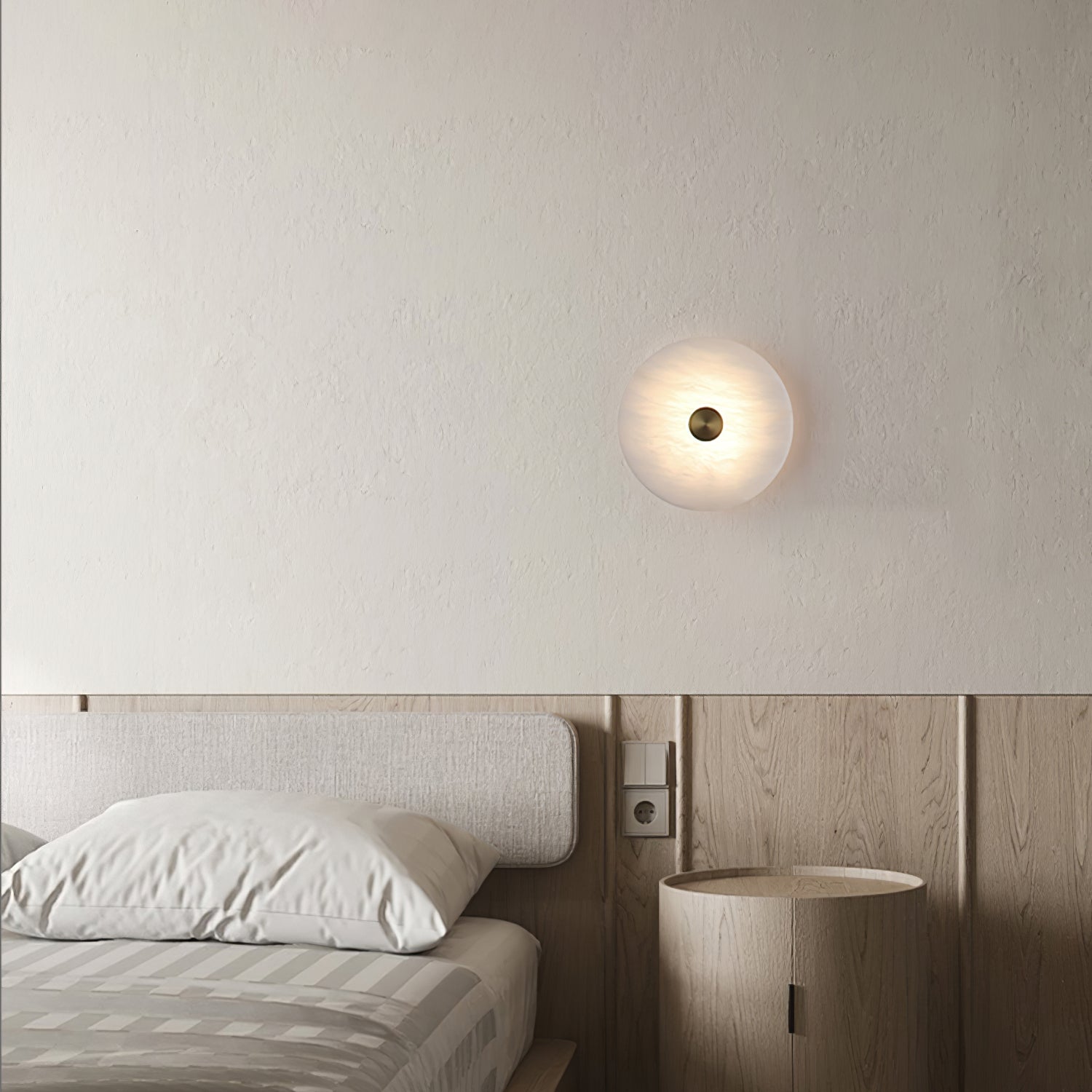 Disc Shaped Alabaster Wall Light, Hardwired Wall Sconce, detail 12