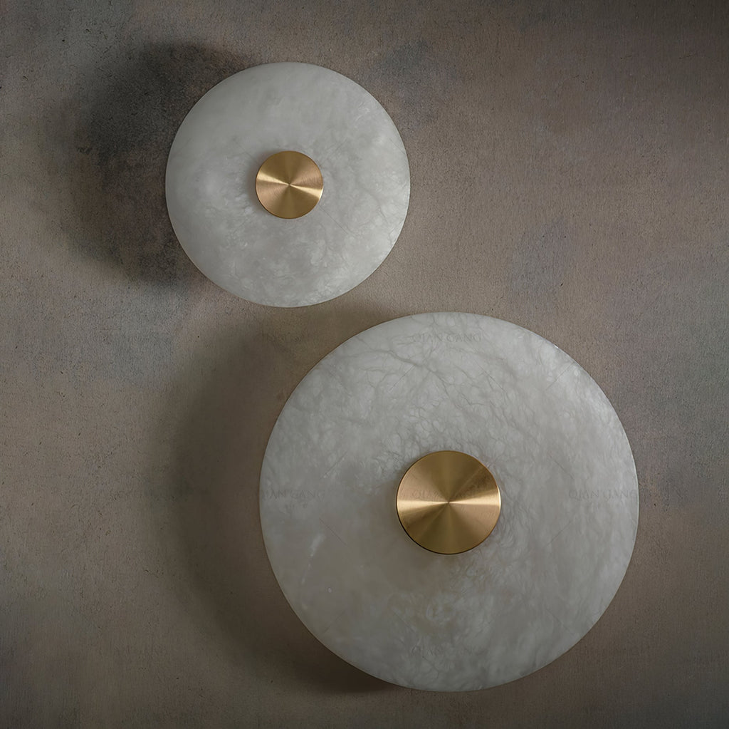 Disc Shaped Alabaster Wall Light, Hardwired Wall Sconce, detail 13