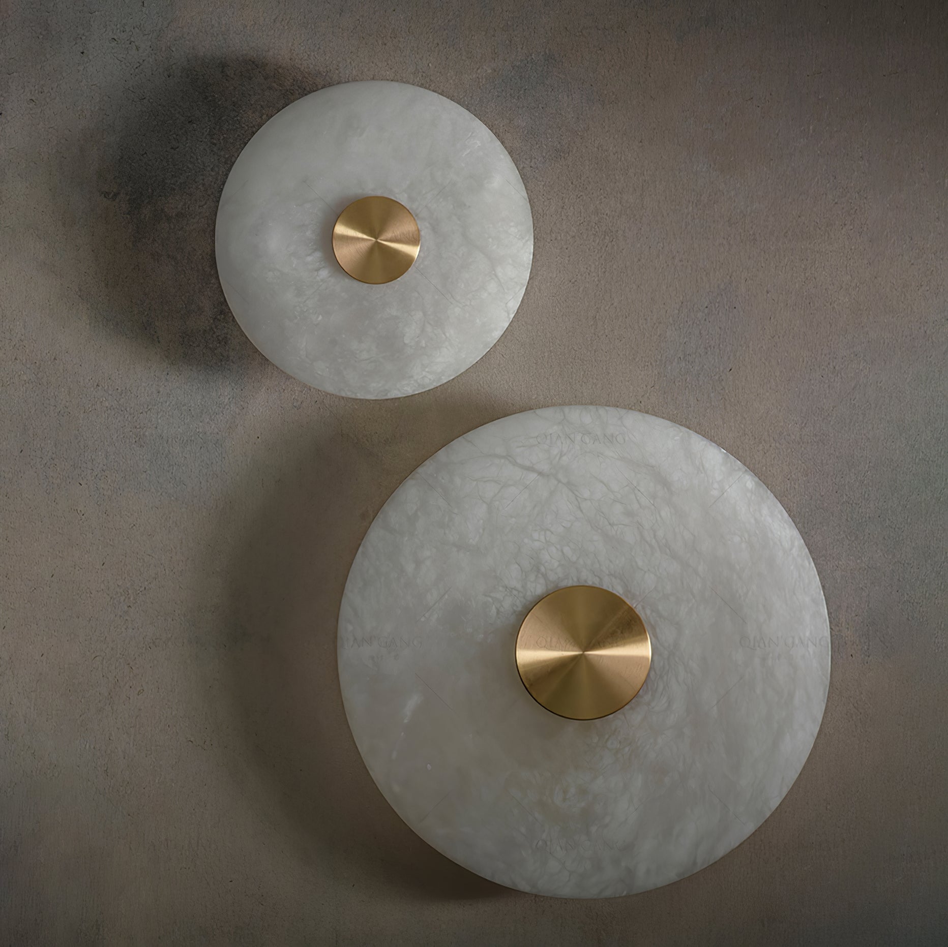 Disc Shaped Alabaster Wall Light, Hardwired Wall Sconce, detail 13