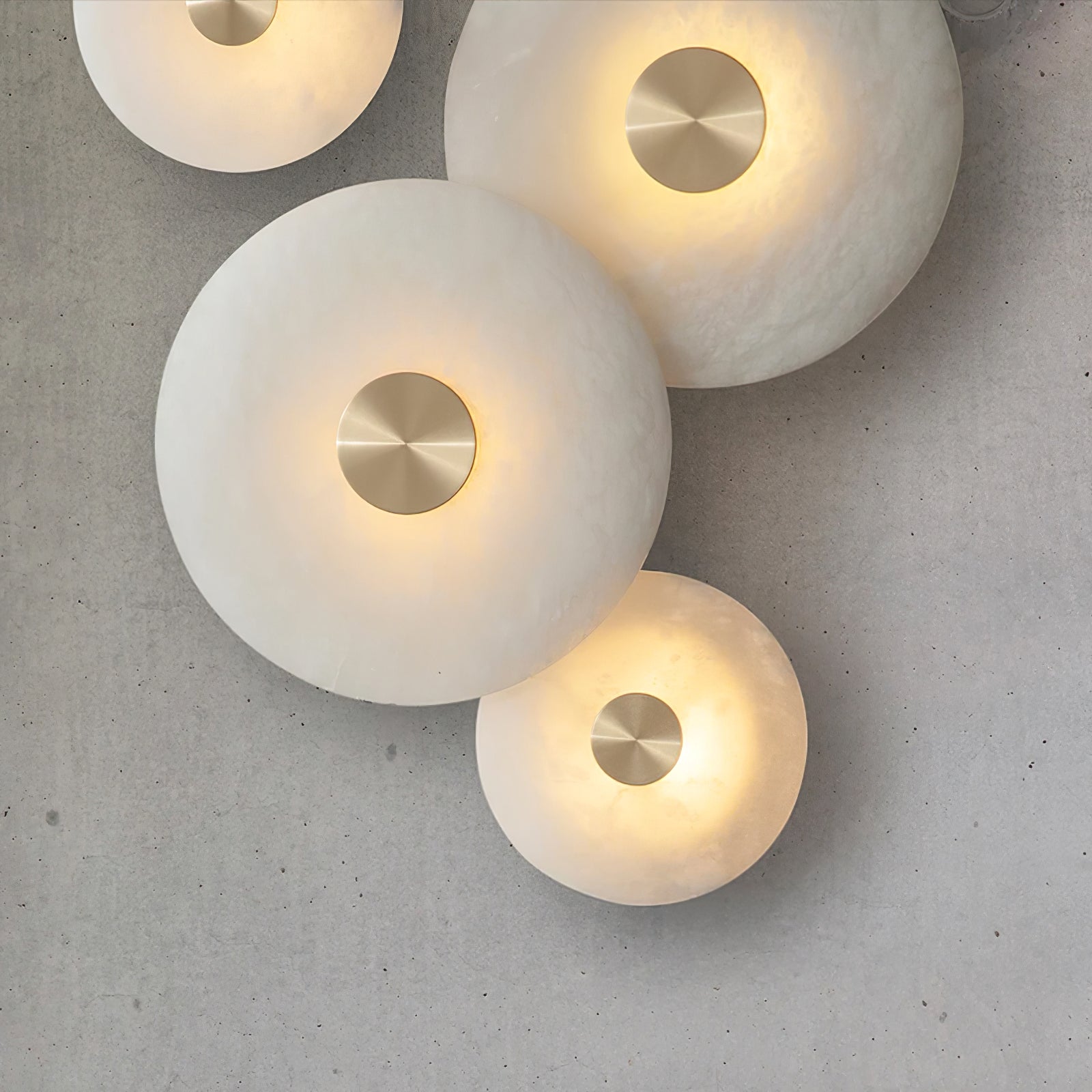 Disc Shaped Alabaster Wall Light, Hardwired Wall Sconce, detail 14