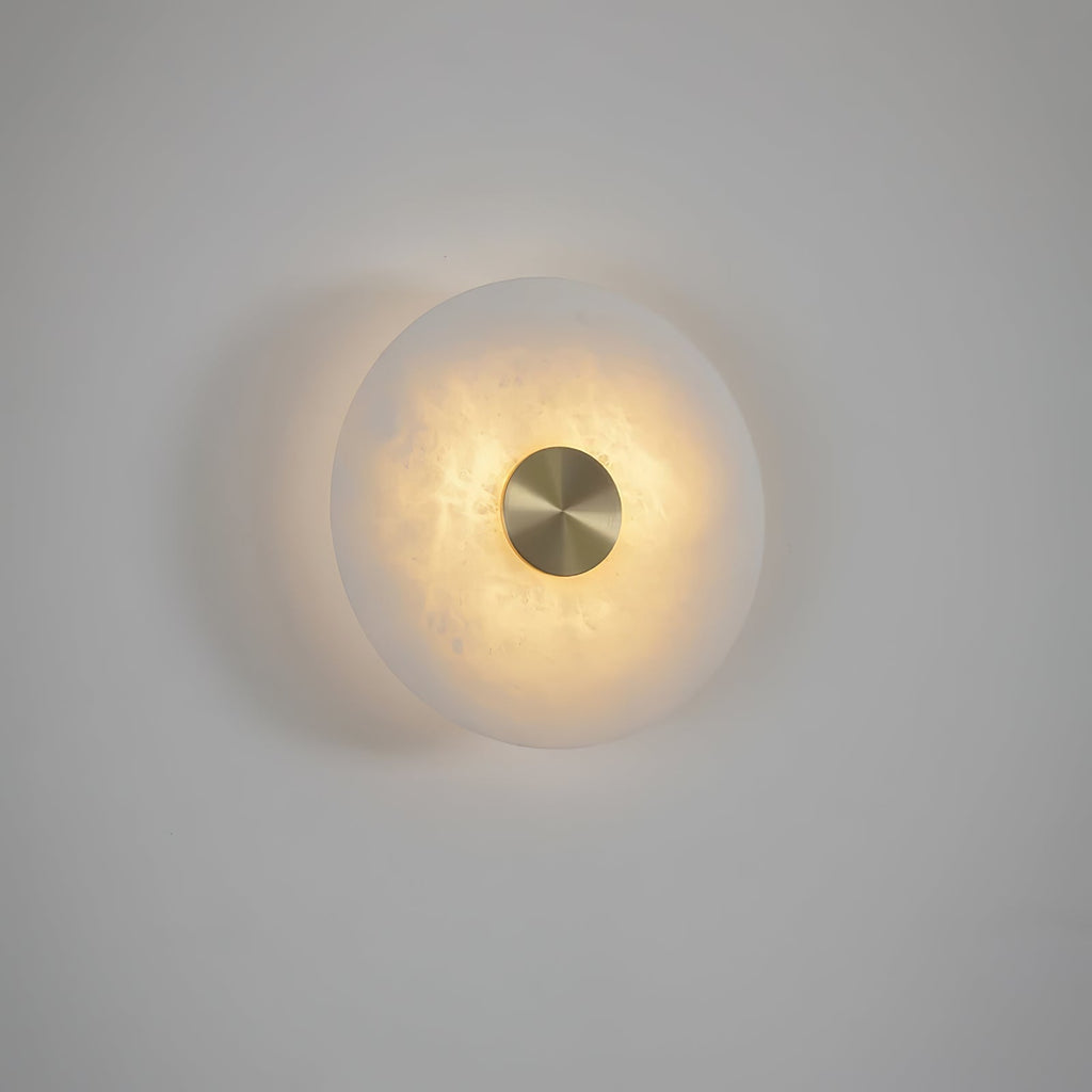 Disc Shaped Alabaster Wall Light, Hardwired Wall Sconce, detail 5