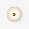 Disc Shaped Alabaster Wall Light, Hardwired Wall Sconce, Brass, Dia 20cm x H 7cm