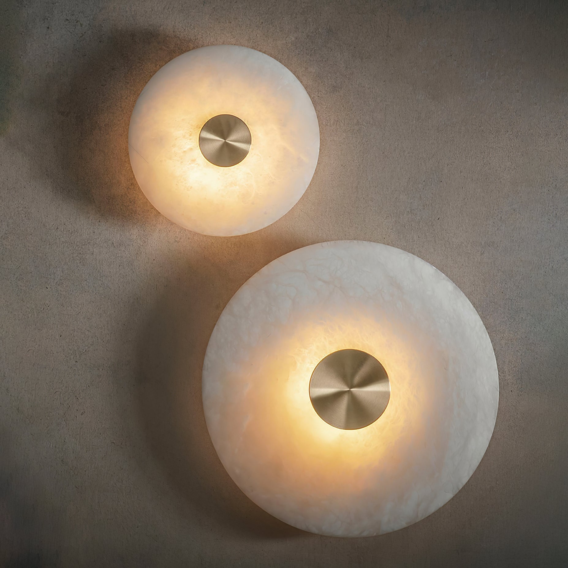 Disc Shaped Alabaster Wall Light, Hardwired Wall Sconce, detail 4