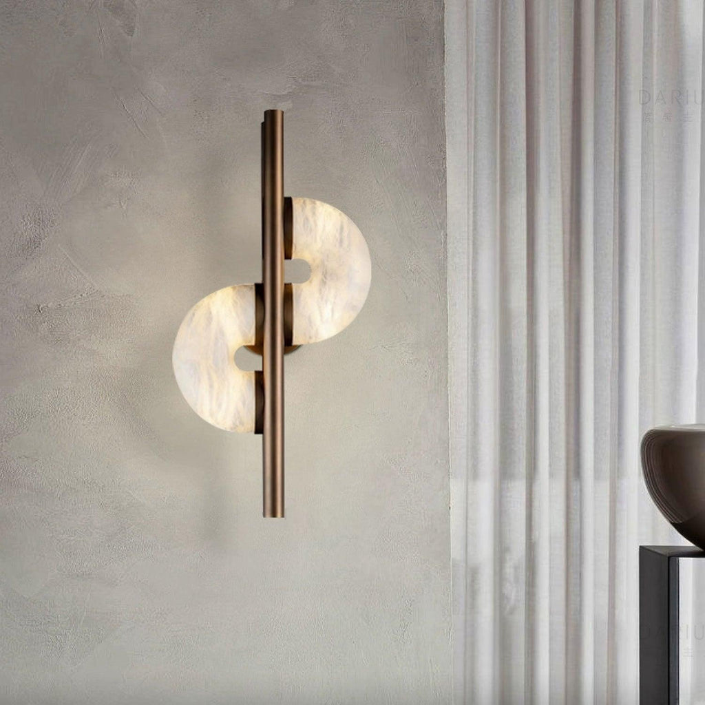 Dolly Alabaster Wall Light - Dia 30cm x H 60cm Metal, Hardwired Wall Sconce, detail 4