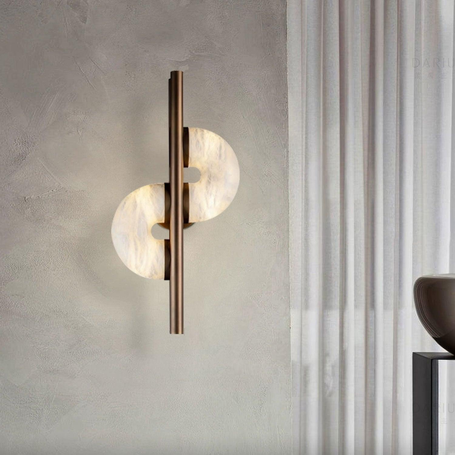 Dolly Alabaster Wall Light - ∅ 11.8″ x H 23.6″ Metal, Hardwired Wall Sconce, detail 3