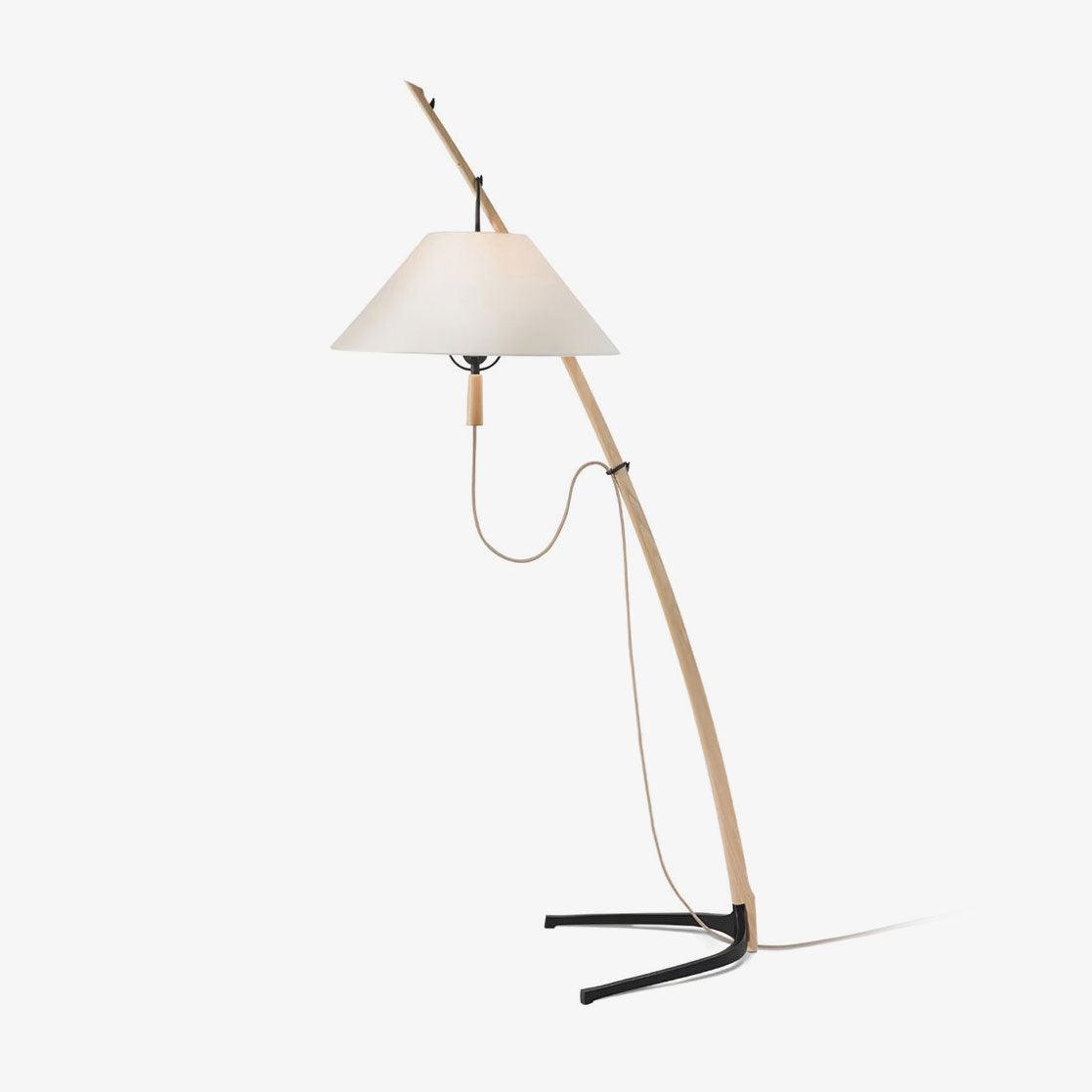 Dornstab Floor Light, Floor Lamp, Wood and Fabric, ∅ 18.5″ x H 66.9″