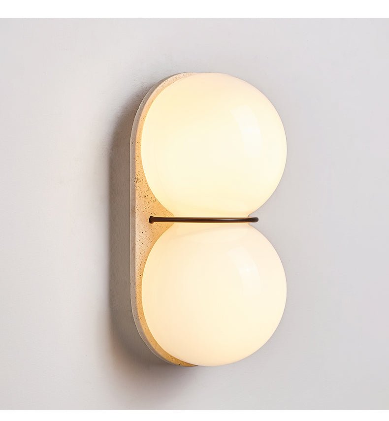 Double Globe Travertine Wall Light, Hardwired Wall Sconce, detail 9