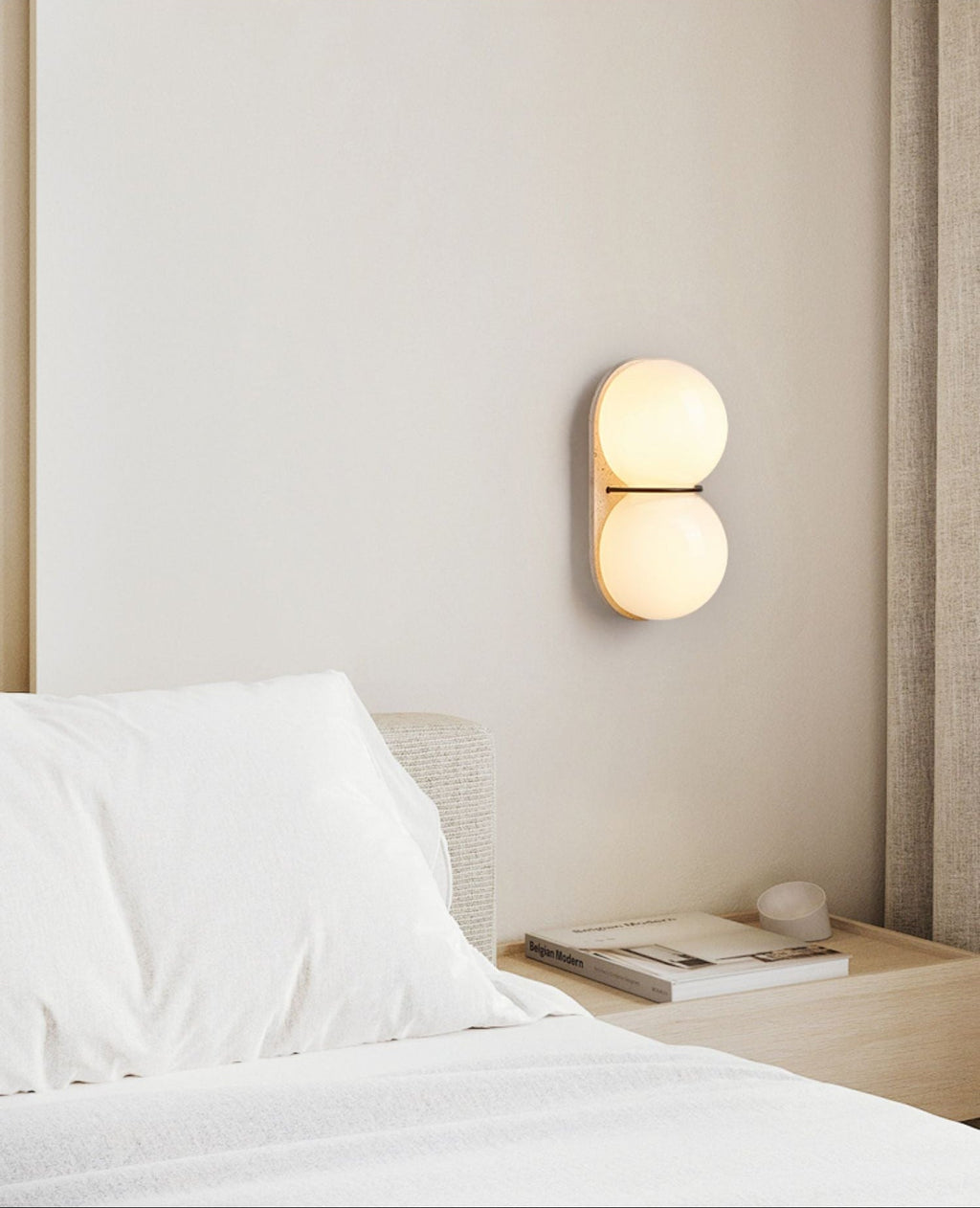 Double Globe Travertine Wall Light, Hardwired Wall Sconce, detail 14