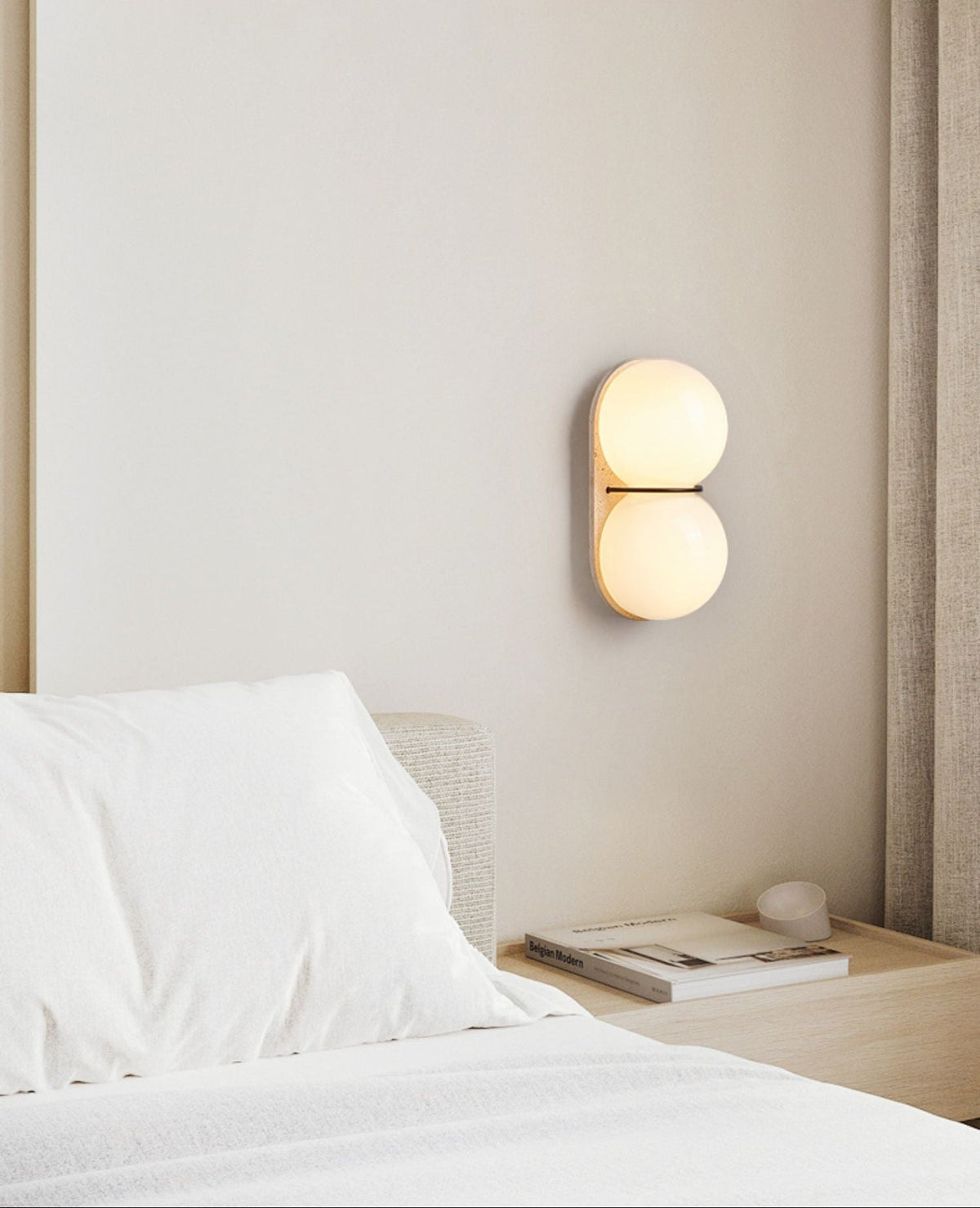 Double Globe Travertine Wall Light, Hardwired Wall Sconce, detail 14