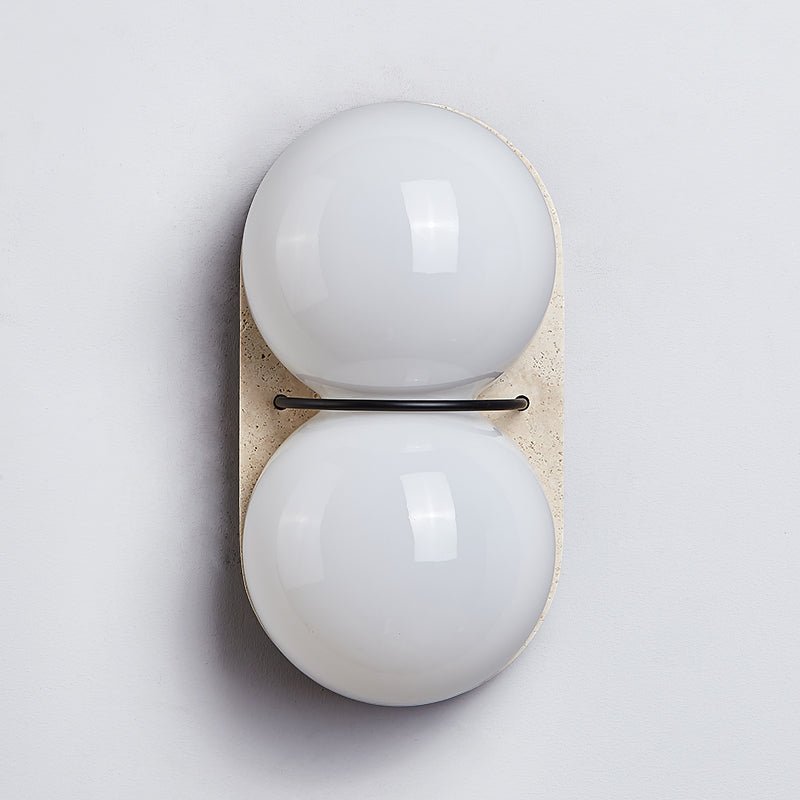 Double Globe Travertine Wall Light, Hardwired Wall Sconce, detail 15