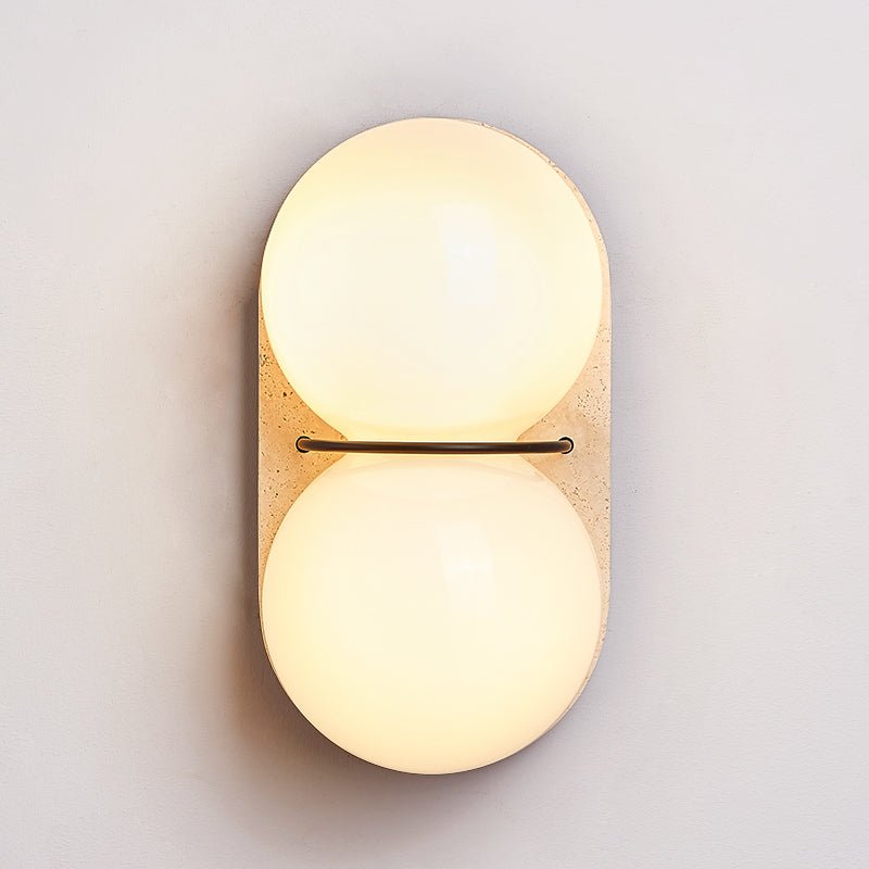 Double Globe Travertine Wall Light, Hardwired Wall Sconce, detail 16