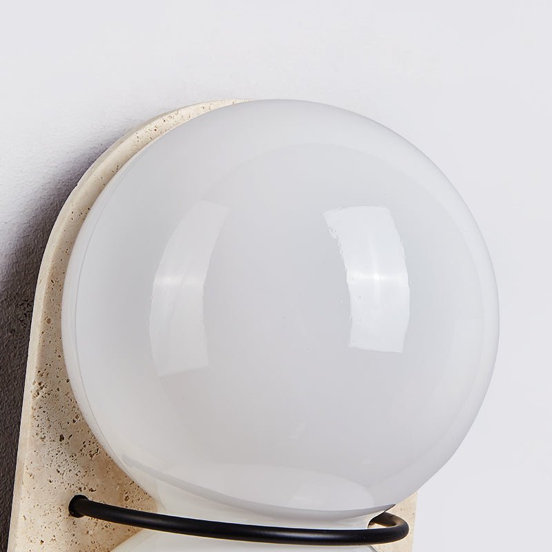 Double Globe Travertine Wall Light, Hardwired Wall Sconce, detail 18