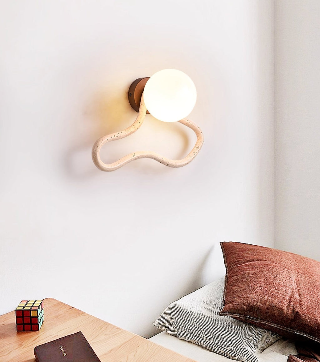 Driftform Travertine Wall Light, Hardwired Wall Sconce, detail 12