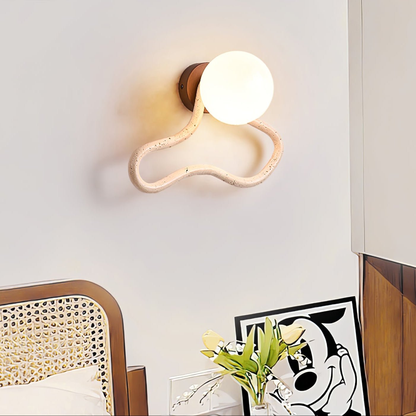 Driftform Travertine Wall Light, Hardwired Wall Sconce, detail 7