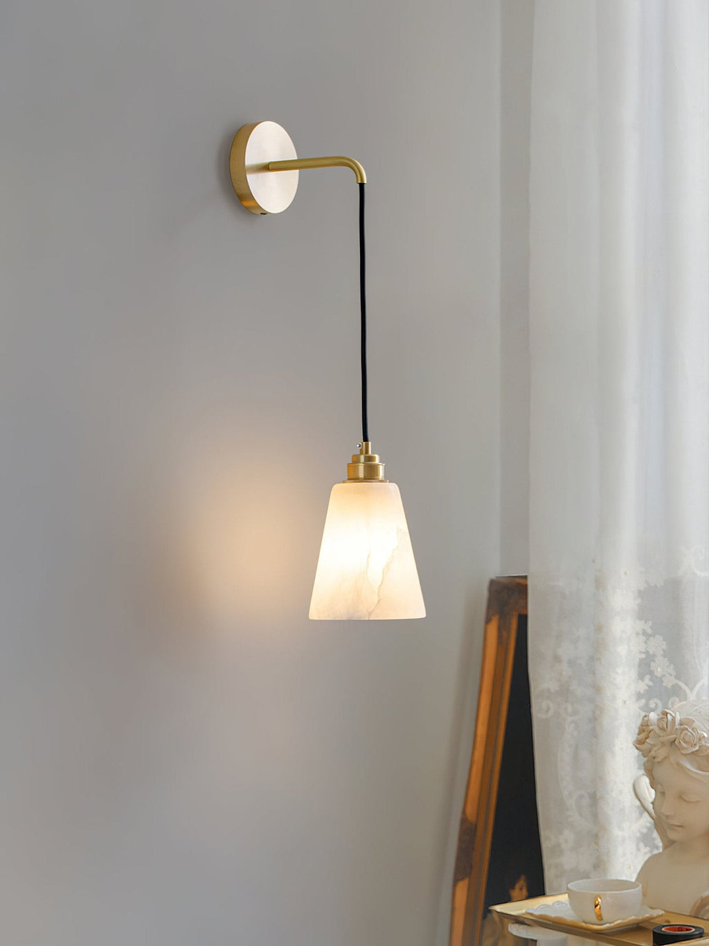 Droplet Alabaster Wall Light, Hardwired Wall Sconce, detail 2