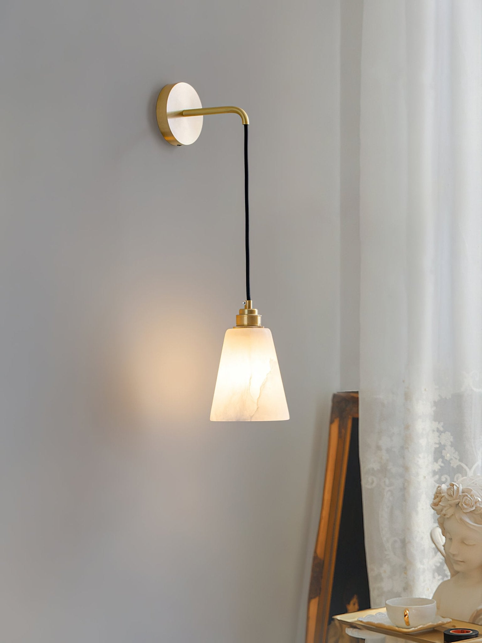 Droplet Alabaster Wall Light, Hardwired Wall Sconce, detail 2