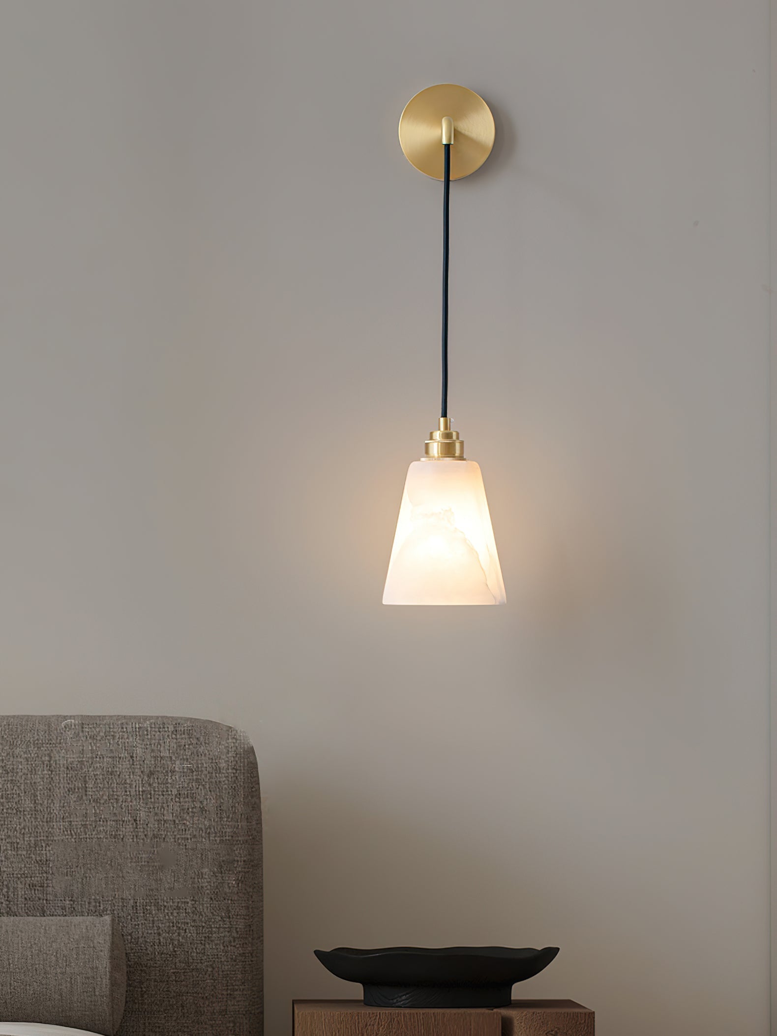 Droplet Alabaster Wall Light, Hardwired Wall Sconce, detail 11