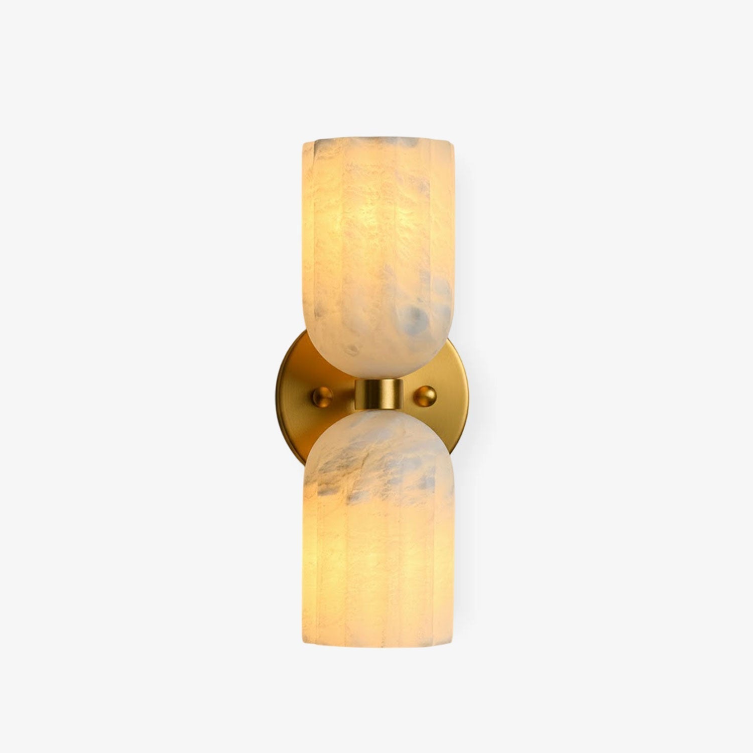 Dual Alabaster Ribbed Wall Light, Hardwired Wall Sconce, Metal, Dia 16cm x W 16cm x H 32cm
