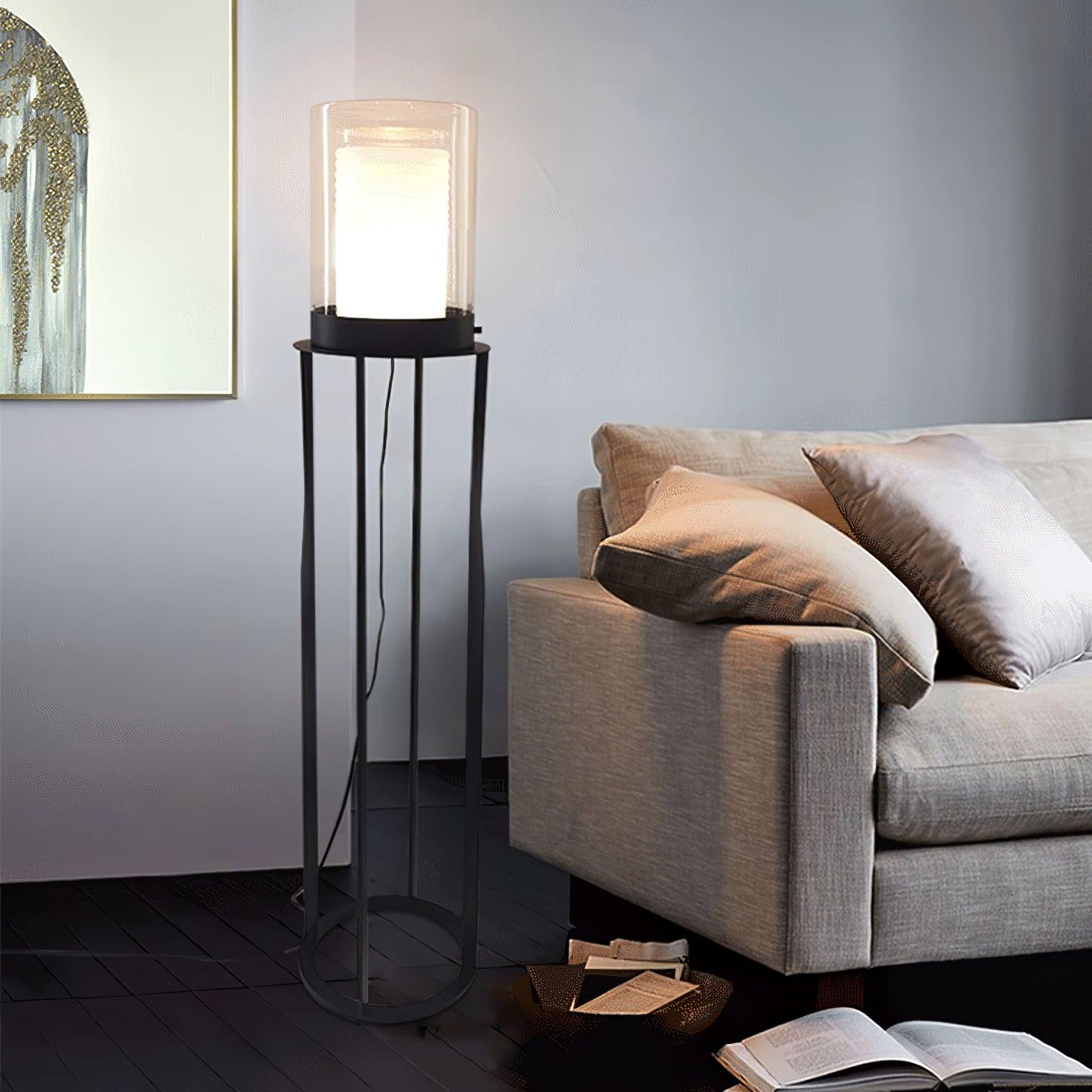 Dual Cylinder Glass Floor Light, Floor Lamp, detail 4