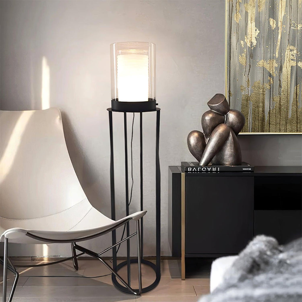 Dual Cylinder Glass Floor Light, Floor Lamp, detail 5