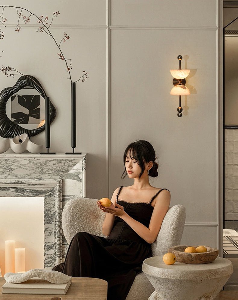 Duo Alabaster Wall Light, Hardwired Wall Sconce, detail 9