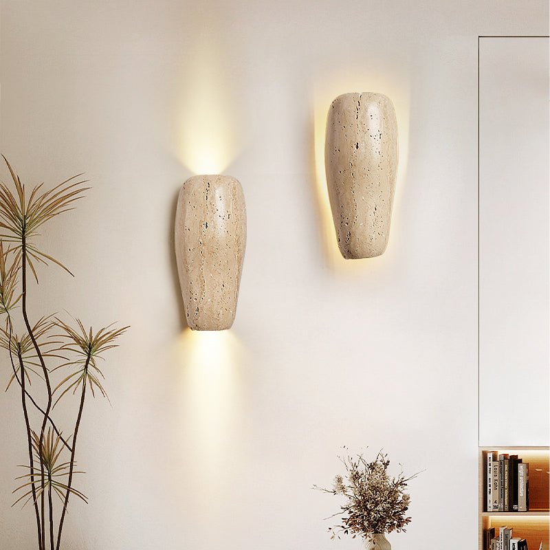 Earthy Stone Wall Light, Hardwired Wall Sconce, detail 7
