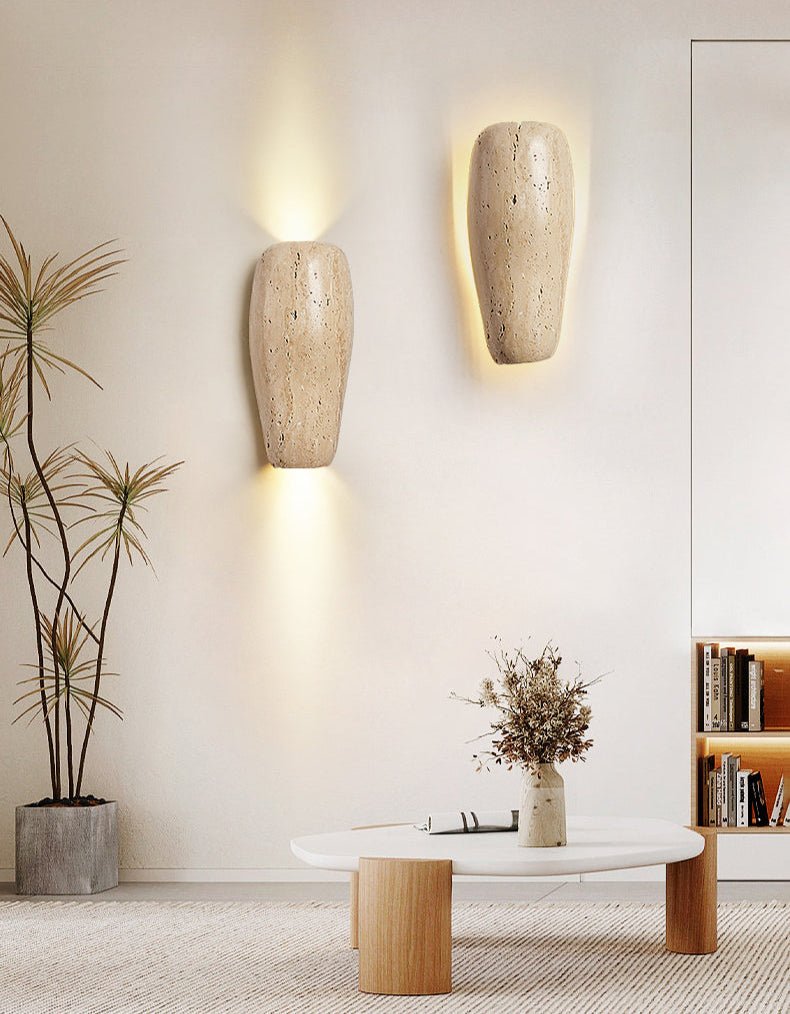 Earthy Stone Wall Light, Hardwired Wall Sconce, detail 8