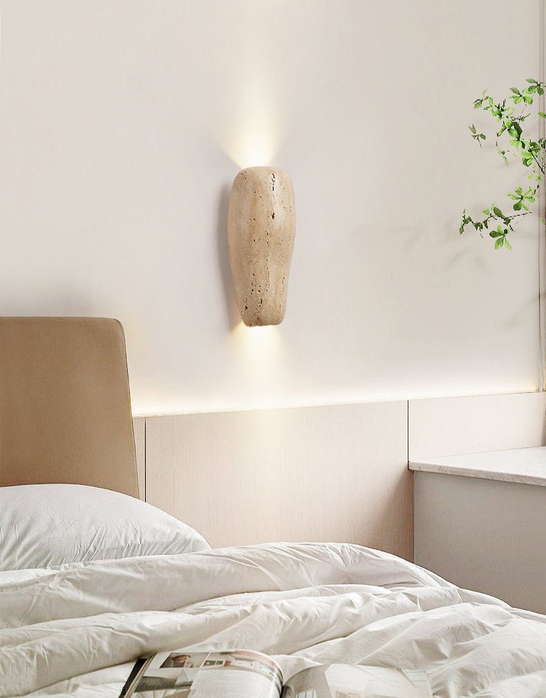 Earthy Stone Wall Light, Hardwired Wall Sconce, detail 9