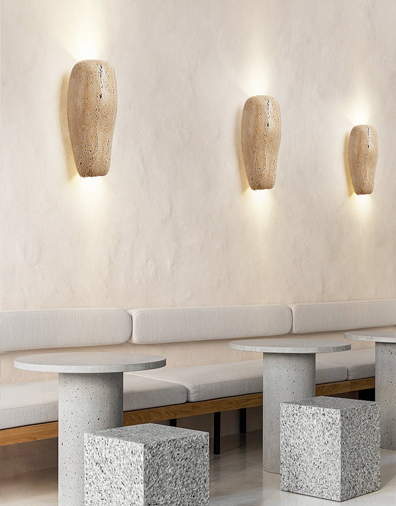 Earthy Stone Wall Light, Hardwired Wall Sconce, detail 10
