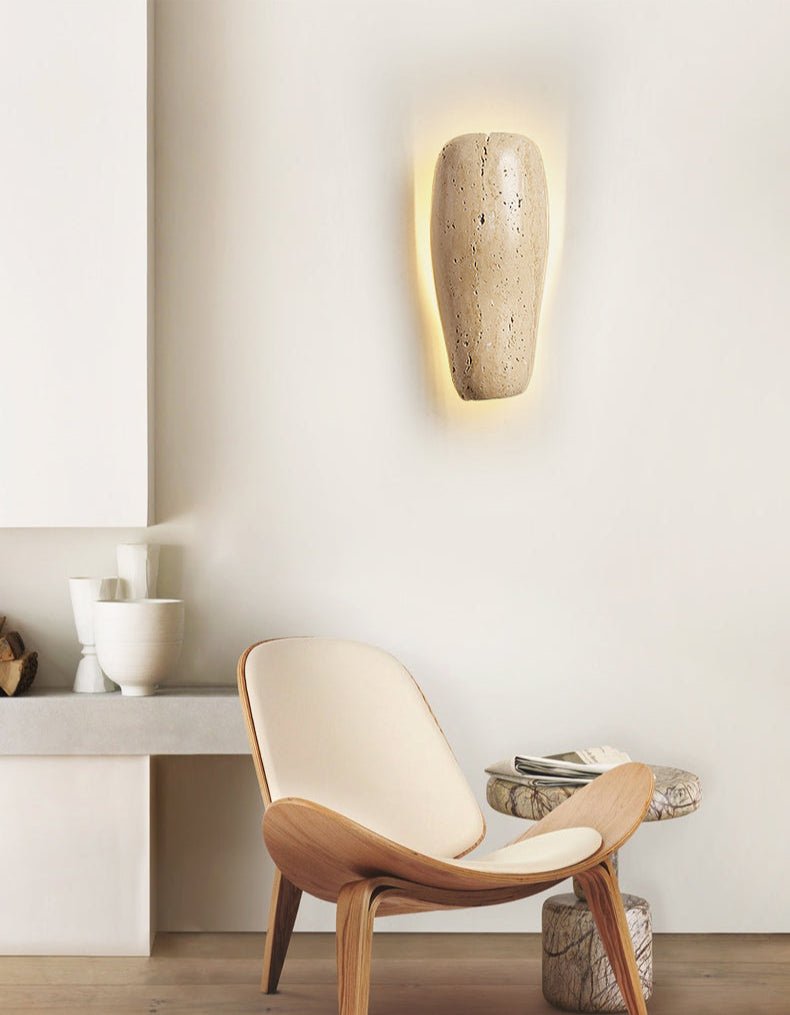 Earthy Stone Wall Light, Hardwired Wall Sconce, detail 11