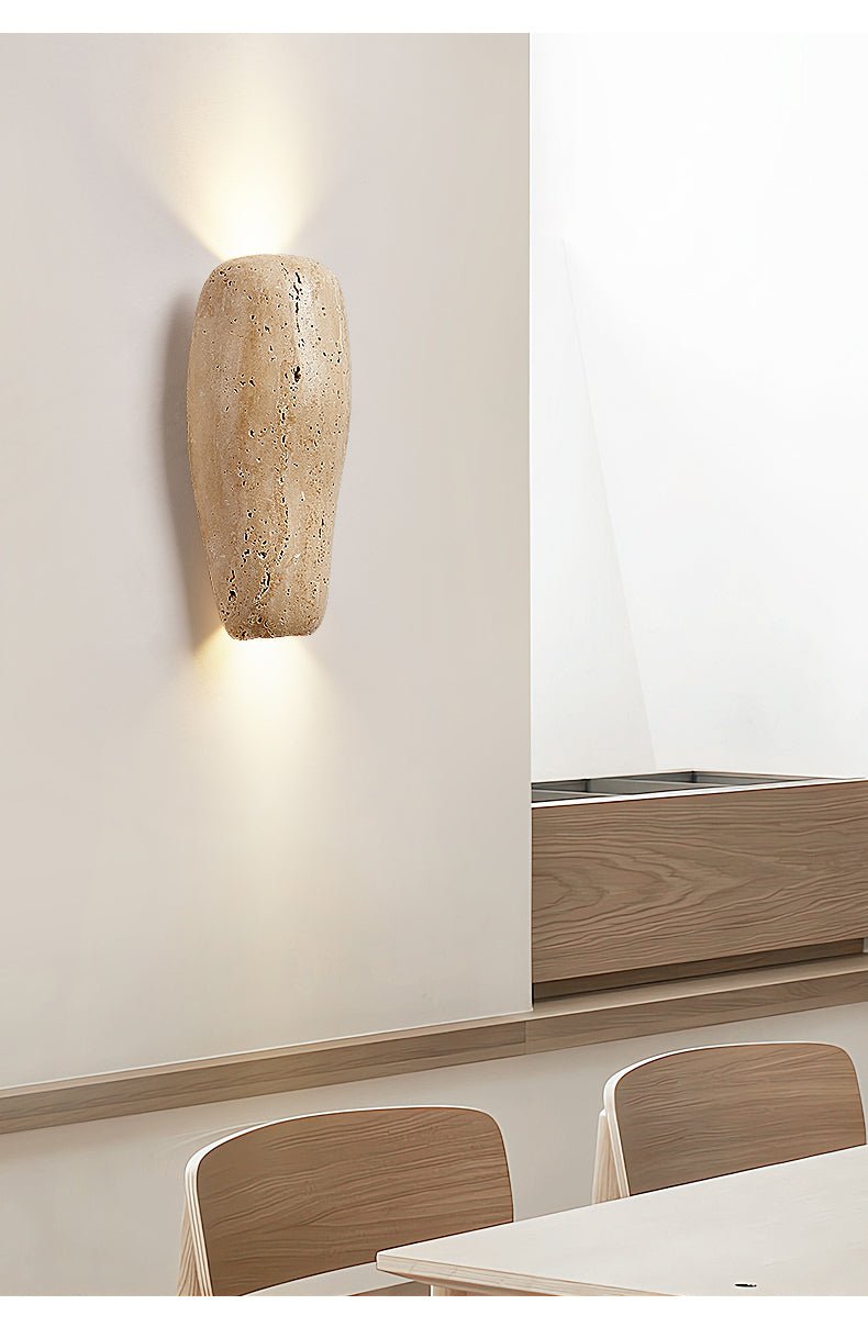 Earthy Stone Wall Light, Hardwired Wall Sconce, detail 16
