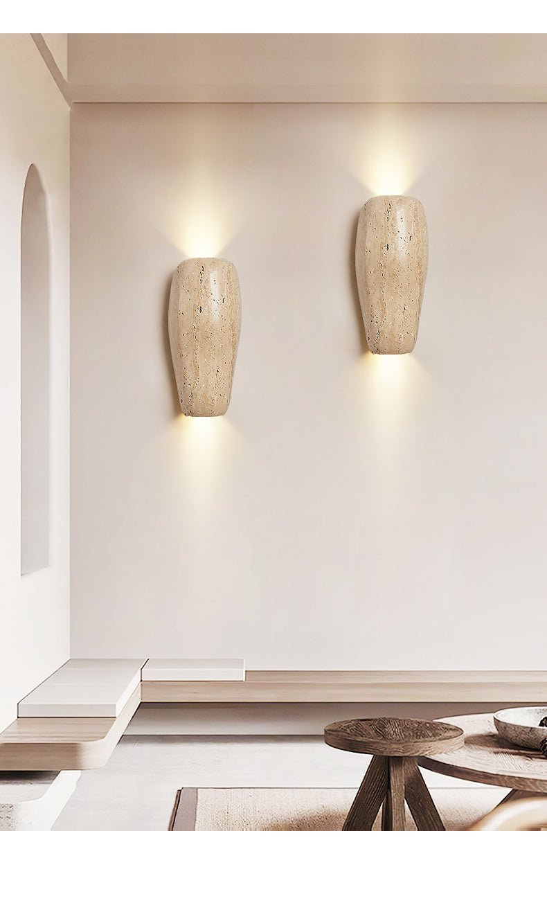 Earthy Stone Wall Light, Hardwired Wall Sconce, detail 17