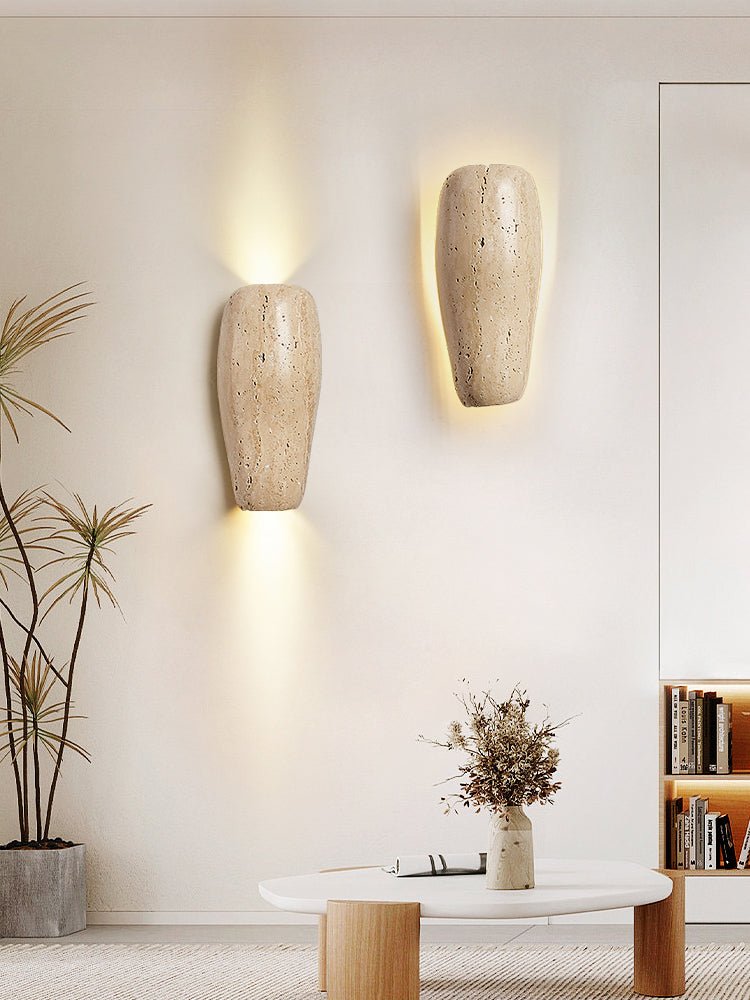 Earthy Stone Wall Light, Hardwired Wall Sconce, detail 3