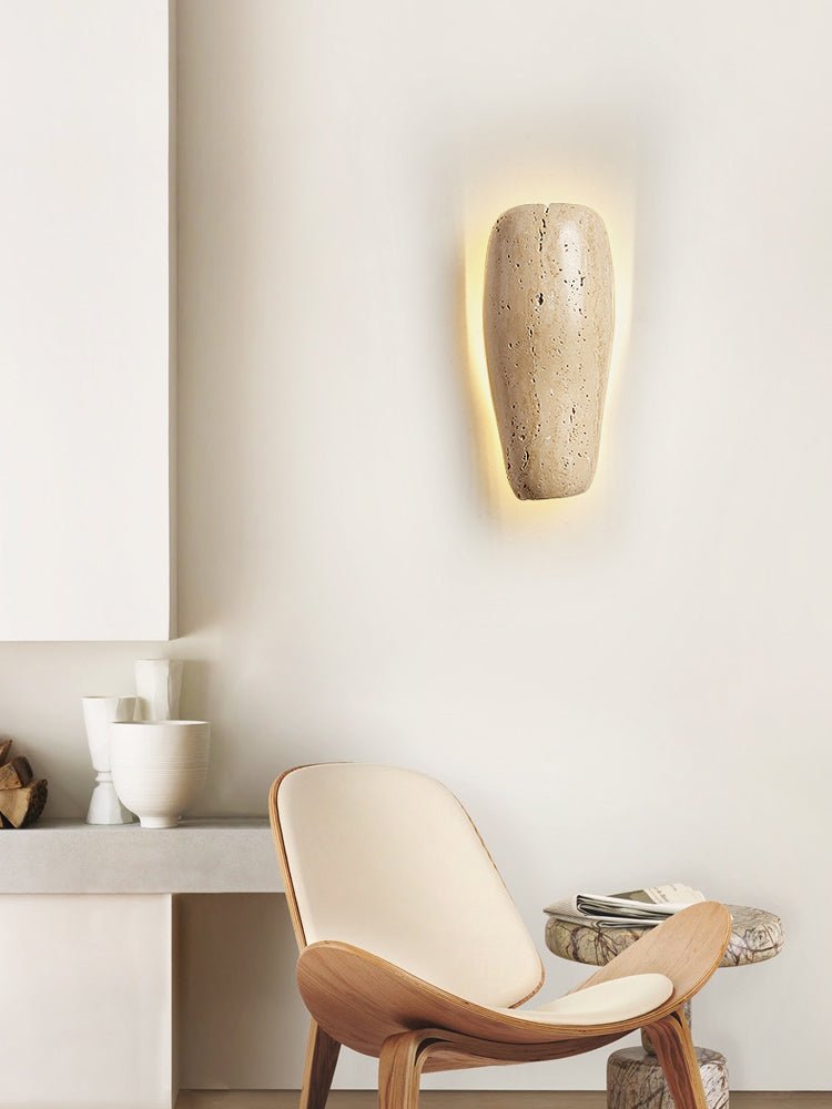 Earthy Stone Wall Light, Hardwired Wall Sconce, detail 4