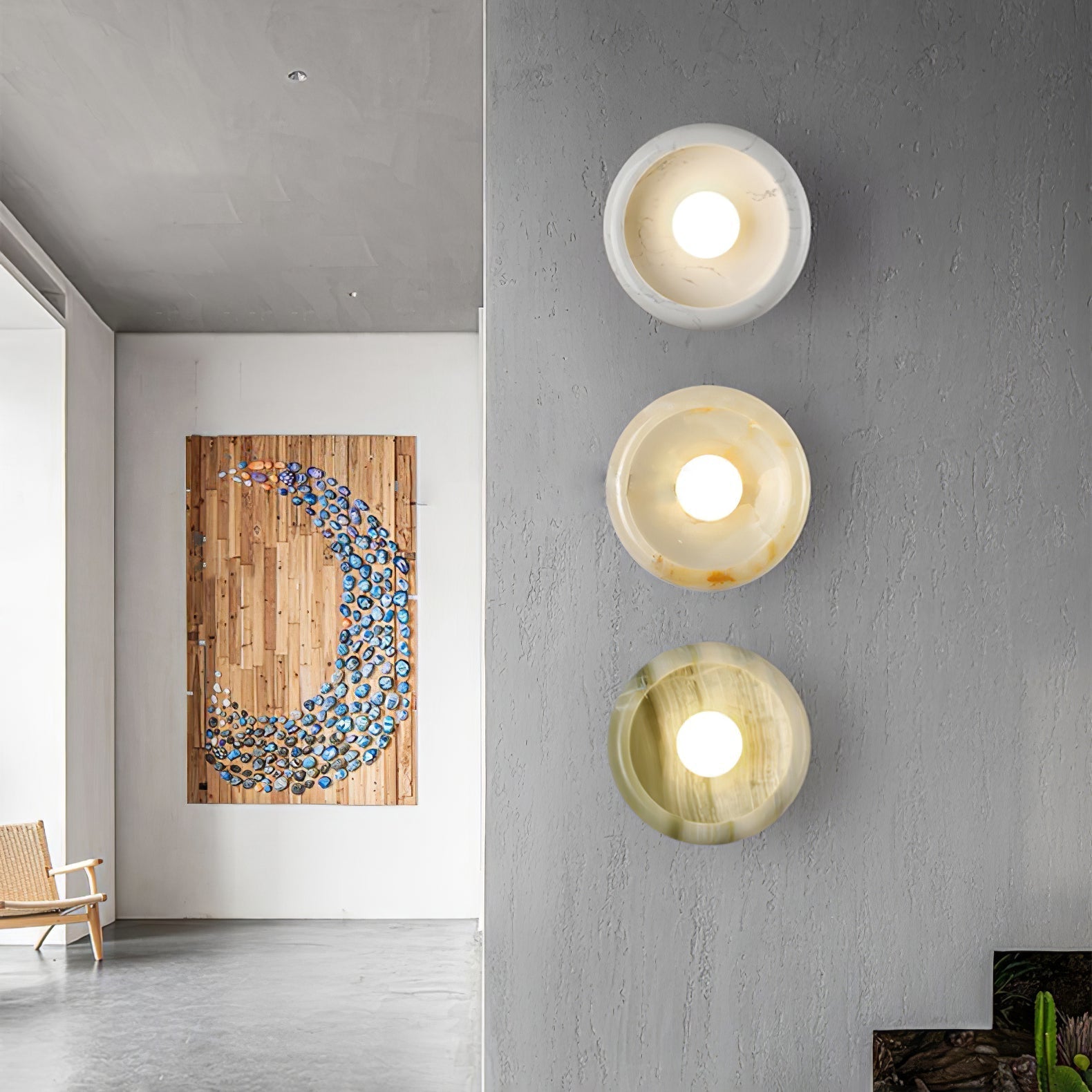 Eclipse Jade Wall Light, Hardwired Wall Sconce, detail 2