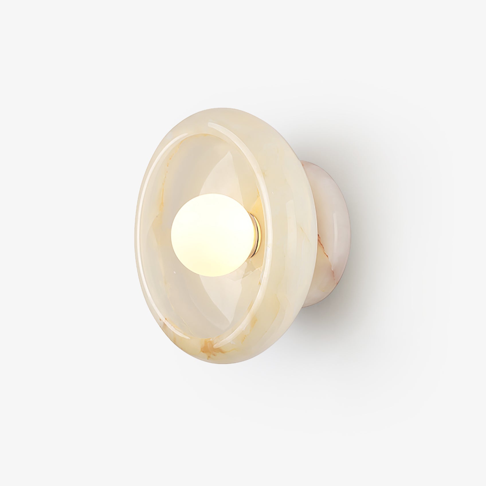Eclipse Jade Wall Light, Hardwired Wall Sconce, Natural jade, Dia 25cm x H 13cm