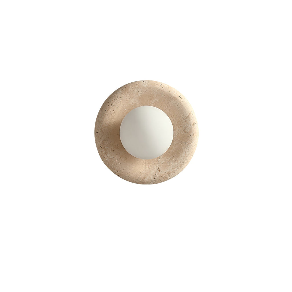 Eclora Wall Light, Hardwired Wall Sconce, Yellow Travertine, Dia 20cm x H 20cm
