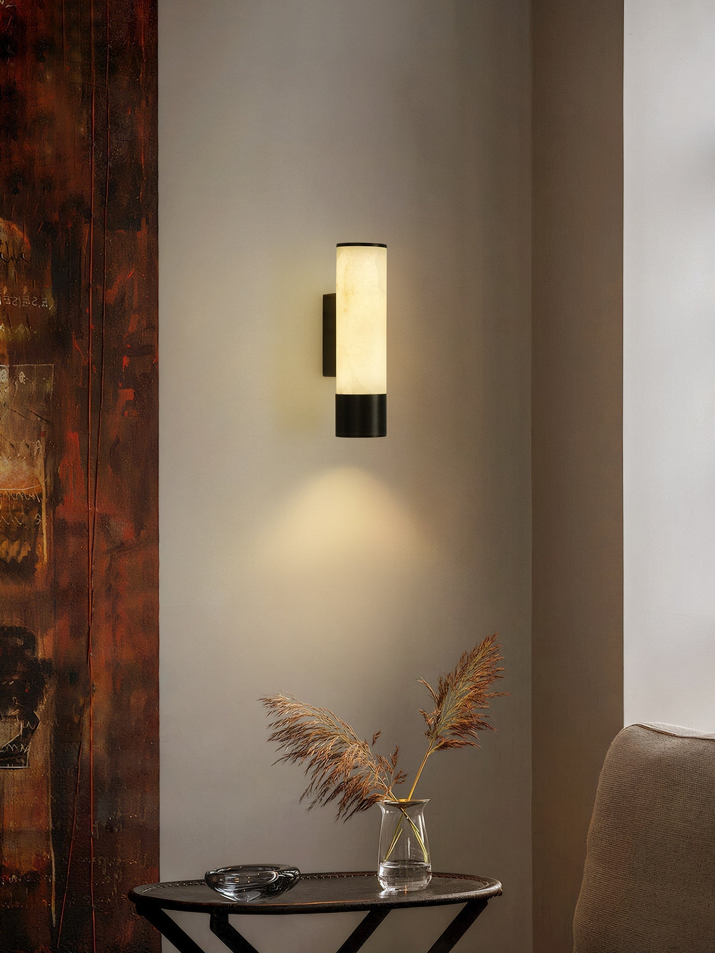 Elara Alabaster Wall Light, Hardwired Wall Sconce, detail 4