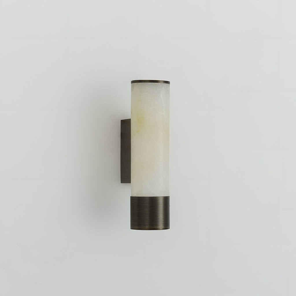 Elara Alabaster Wall Light, Hardwired Wall Sconce, Metal, Dia 6cm x H 25cm