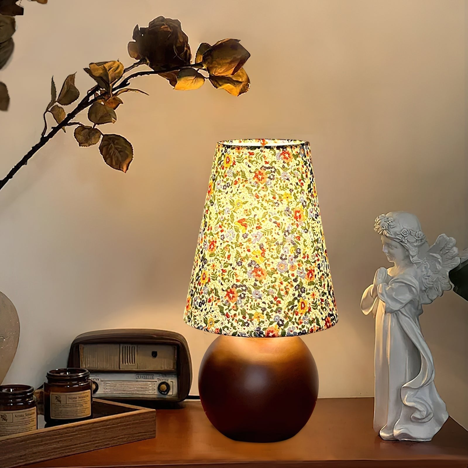 Elara Floral Glow Table Light, Bedside Table Lamp, detail 6