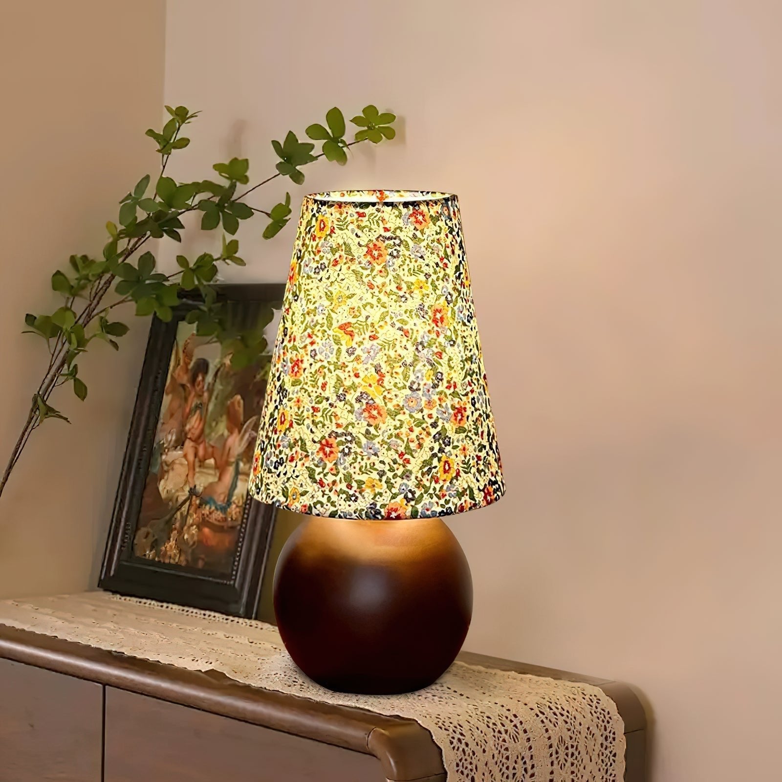 Elara Floral Glow Table Light, Bedside Table Lamp, detail 11