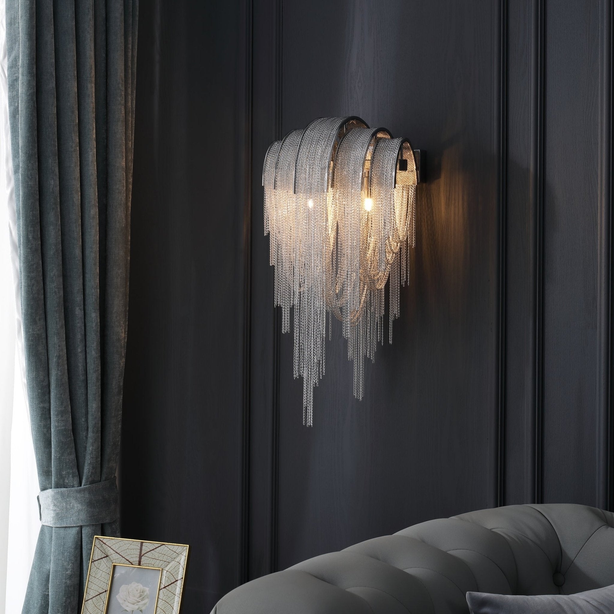Chains Tassel Wall Light, Hardwired Wall Sconce, detail 4