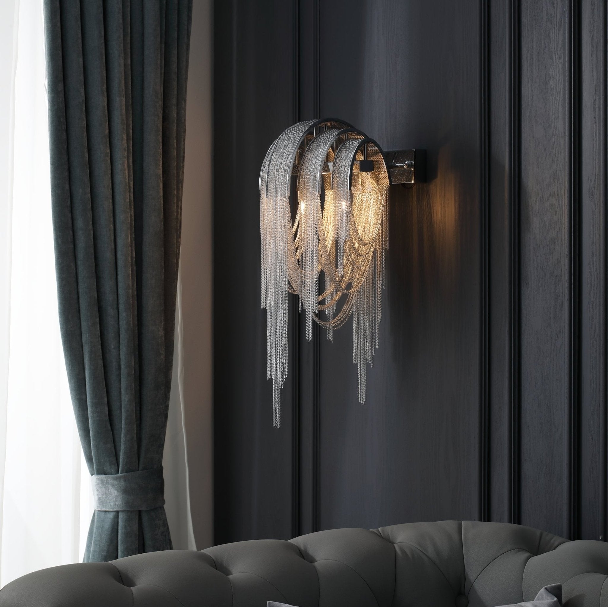Chains Tassel Wall Light, Hardwired Wall Sconce, detail 6